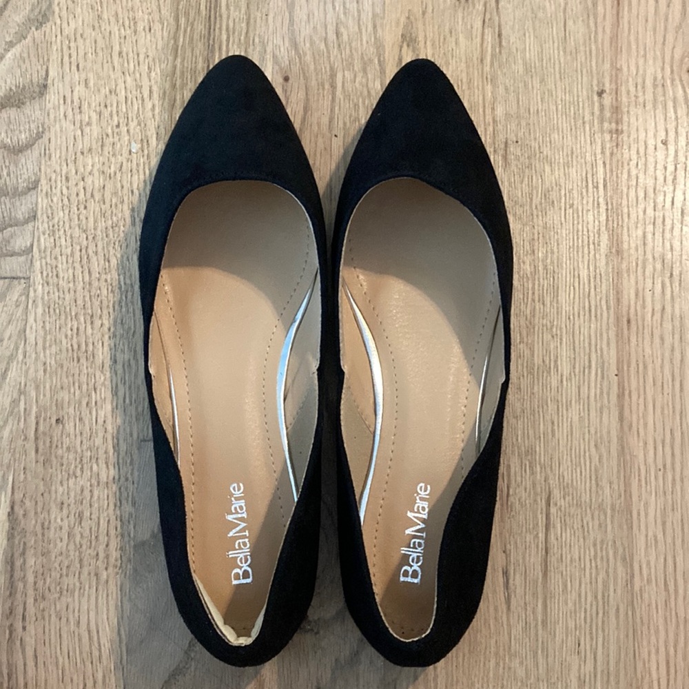 Black Vegan Suede Flat Shoes